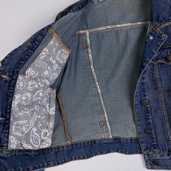 Free People Denim Jacket Jean Distressed Boho size S Casual - Picture 11 of 13